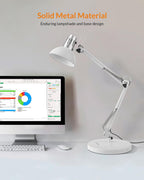 lepower metal adjustable desk lamp with clamp, swing, close-up detail