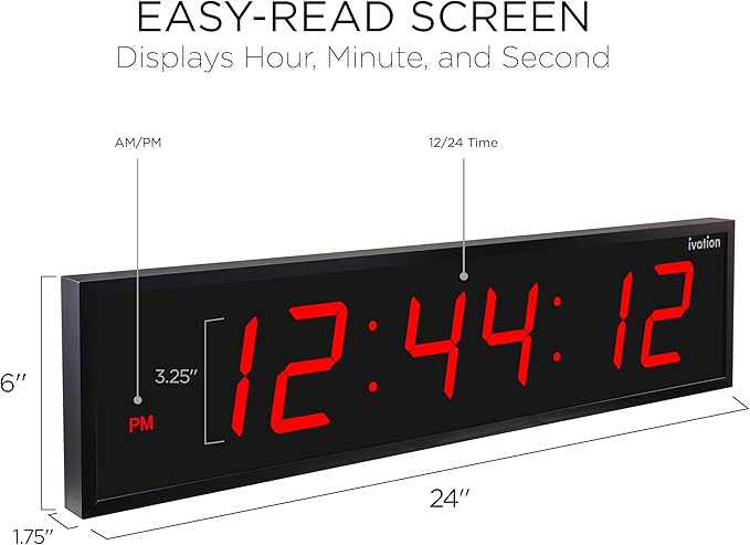 Ivation Oversized 24" Large Digital LED Clock | Big Digital Clock - Image 2