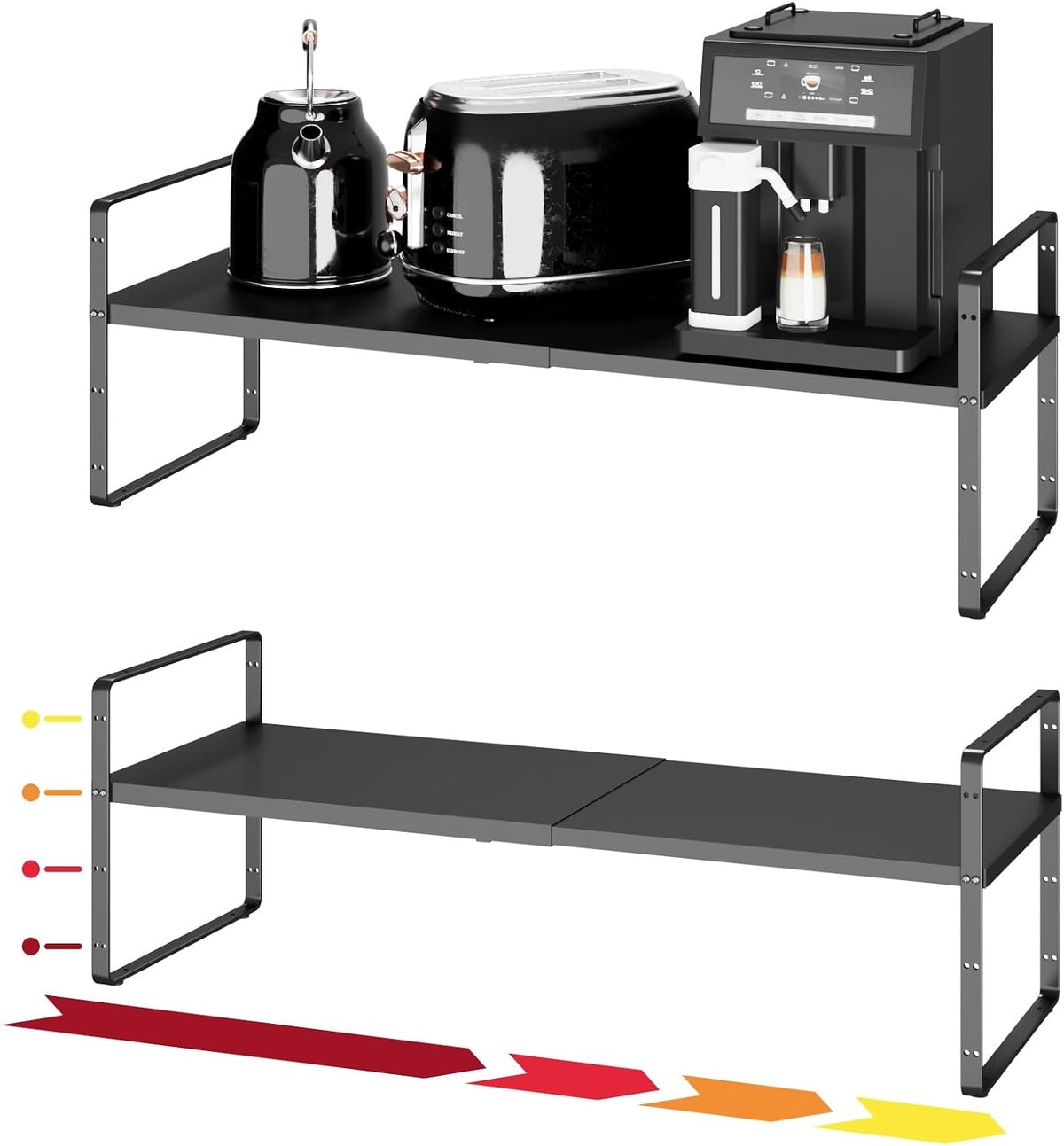 16.5~27.1" Expandable Shelf，2Pack 10.2" Wide Adjustable Height Cabi...