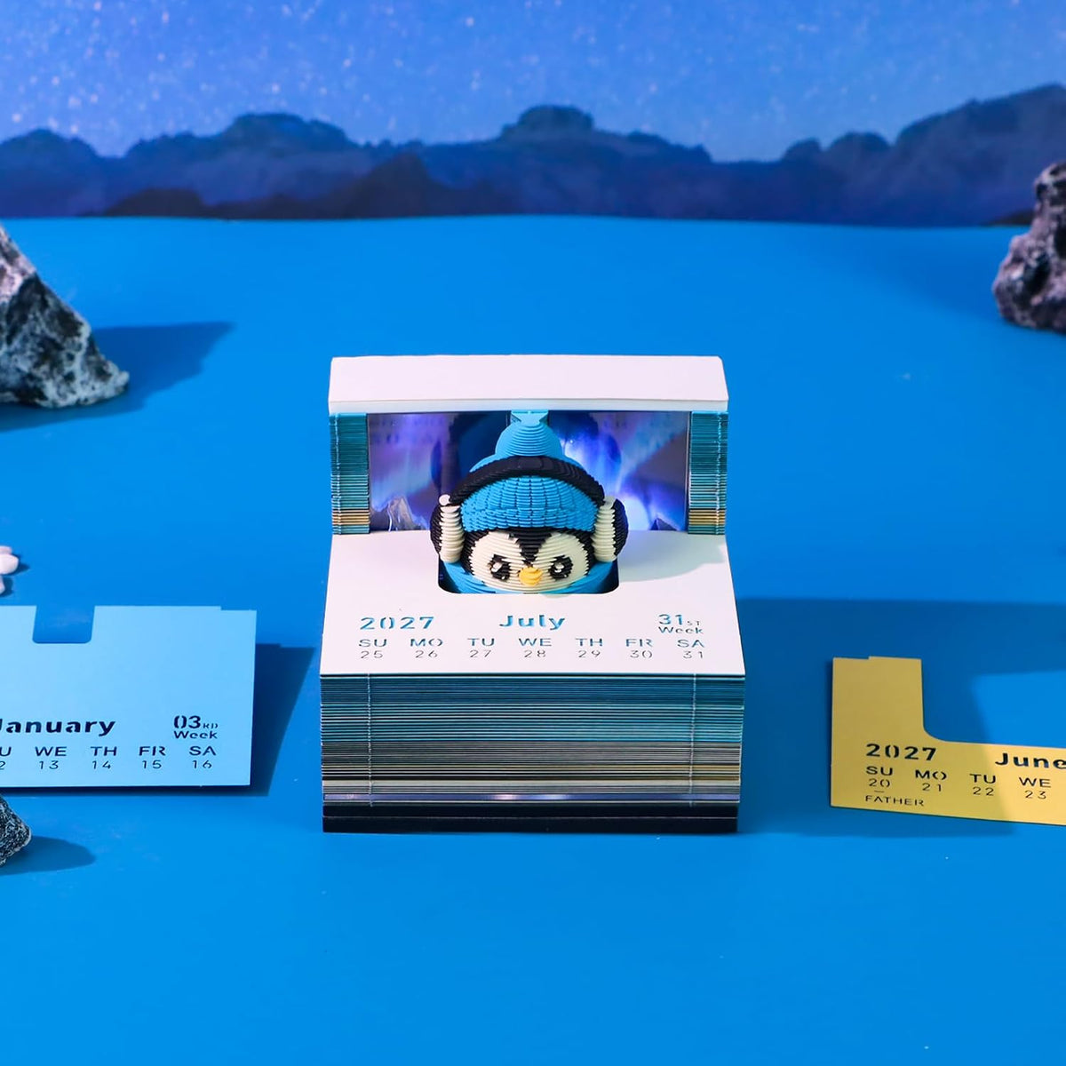 3D Calendar 2027, 3D Memo Pad Art Sticky Notes, Time Piece Calendar 2027, Cre...