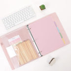 SKYDUE Pink 3 Ring Binder with Clipboard, 1 Inch Linen Binder - Image 2