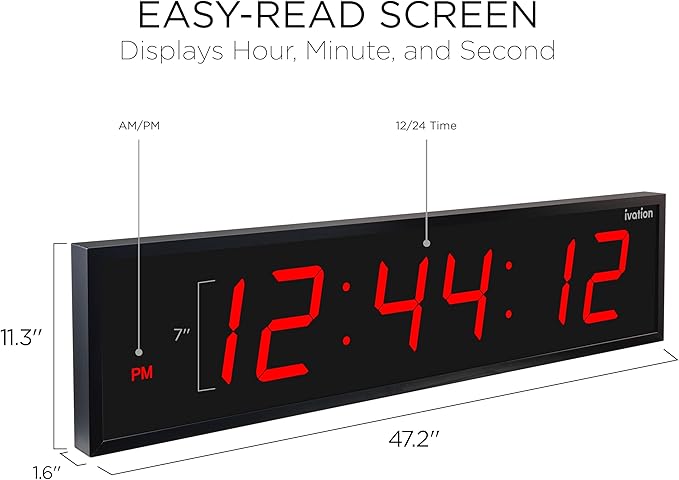 Ivation Huge Oversized 48" Large Digital LED Clock | Big Digital Clock - Image 3