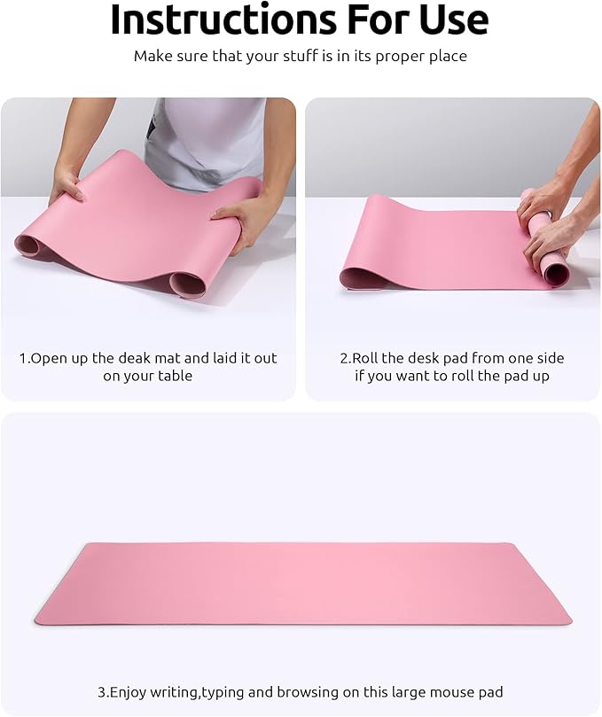 YSAGi Leather Desk Pad Protector, Large Mouse Pad, Non-Slip PU Leather Desk - Image 9