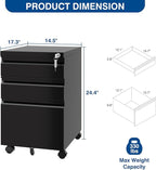 Fesbos 3 Drawer Mobile Metal File Cabinet, Pre-Built Office Storage File Cabinet - Image 2