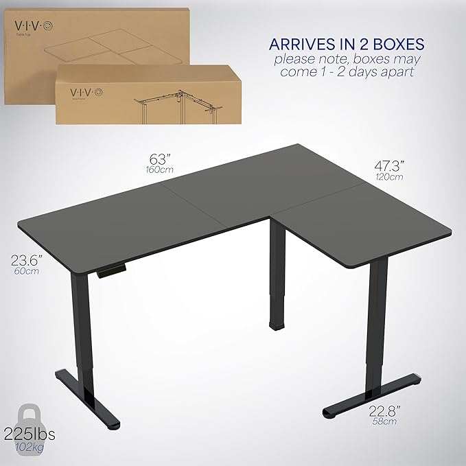 VIVO Electric Corner 63 x 47 inch L-Shaped Standing Desk, Memory Height - Image 6