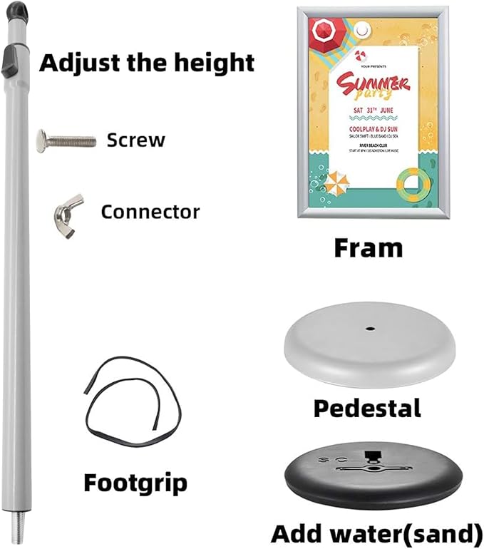 Adjustable Poster Stand Holder Heavy Duty Snap Open Aluminum Pedestal Floor - Image 5