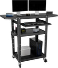 Mobile AV Cart with Pullout Keyboard Tray, Rolling Computer Cart Height by GREHITK