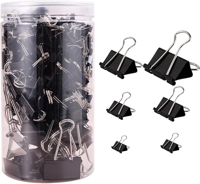 200PCS Binder Clips Paper Clamps Assorted Sizes, Mini and Micro, 6 Sizes by Unknown