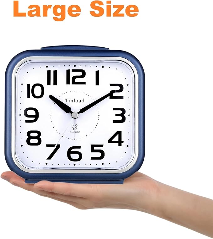 Tinload 5.5" Large Analog Alarm Clock Silent Non Ticking, Gentle Wake, Beep - Image 2