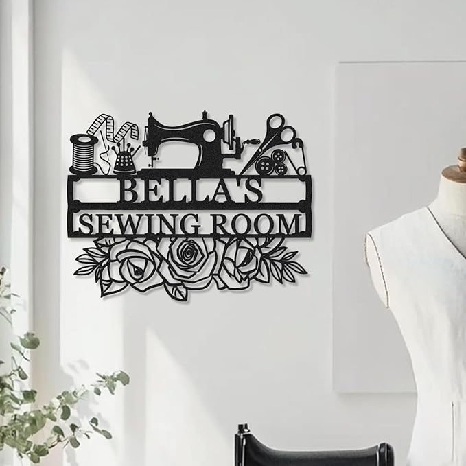 Personalized Name Sewing Room Sign, Custom Mom's Quilting Room Sign Sewing - Image 2