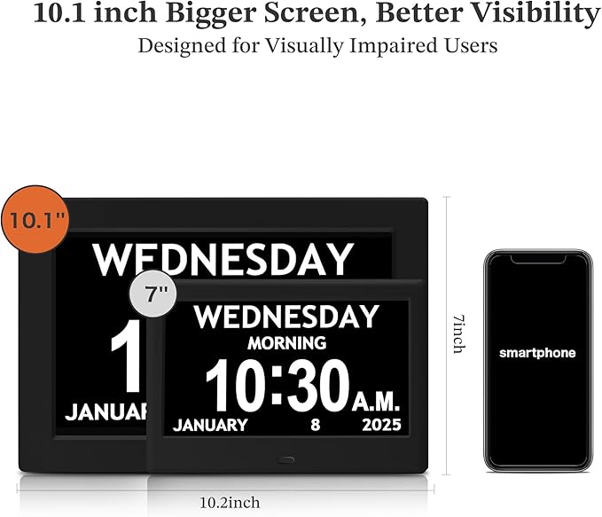 10.1'' Digital Clock, 1280*800p HD Extra Large Display, Digital Clock - Image 3
