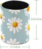 Leather Pen Holder for Desk, Daisy Pencil Cup Desktop Organizer Makeup Brush - Image 4