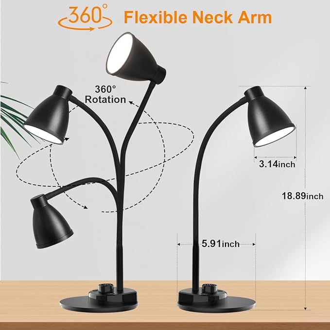 BOHON LED Desk Lamp with USB Charging Port 3 Color Modes Dimmable Reading Light - Image 7