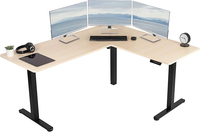 VIVO Electric Corner 63 x 55 inch L-Shaped Standing Desk, Memory Height by VIVO
