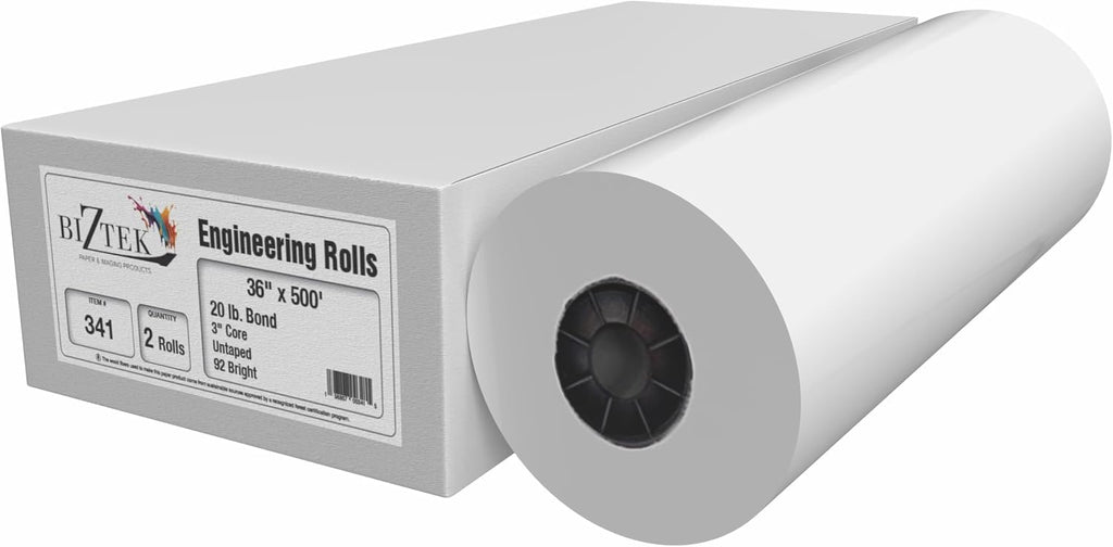 Wide Format Paper Bond Engineering Rolls (2 Rolls, 36 In x 500 Ft)
