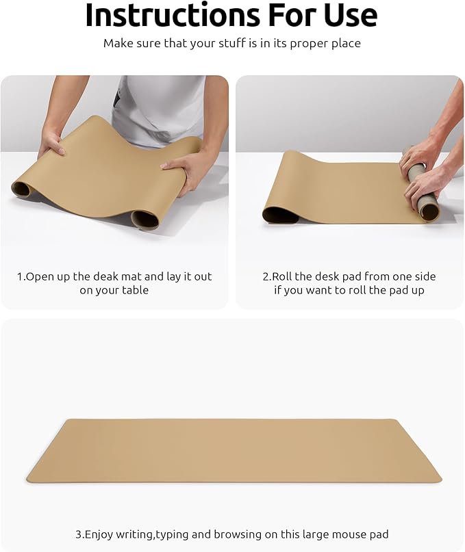 YSAGi Leather Desk Protector, Office Mat, Large Mouse Mat, Non-Slip PU Leather - Image 9
