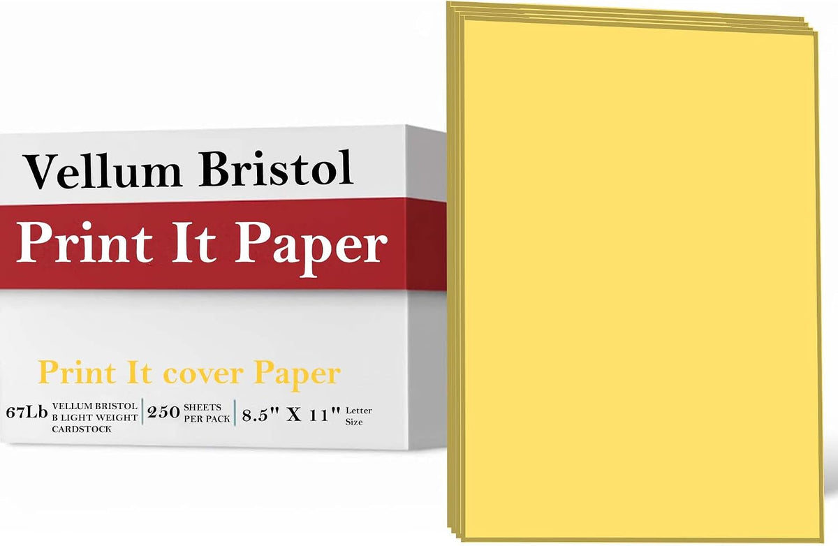 Print It - Vellum Bristol Colored Cardstock Cover Paper, 67 Lb, 8.5" X 11”