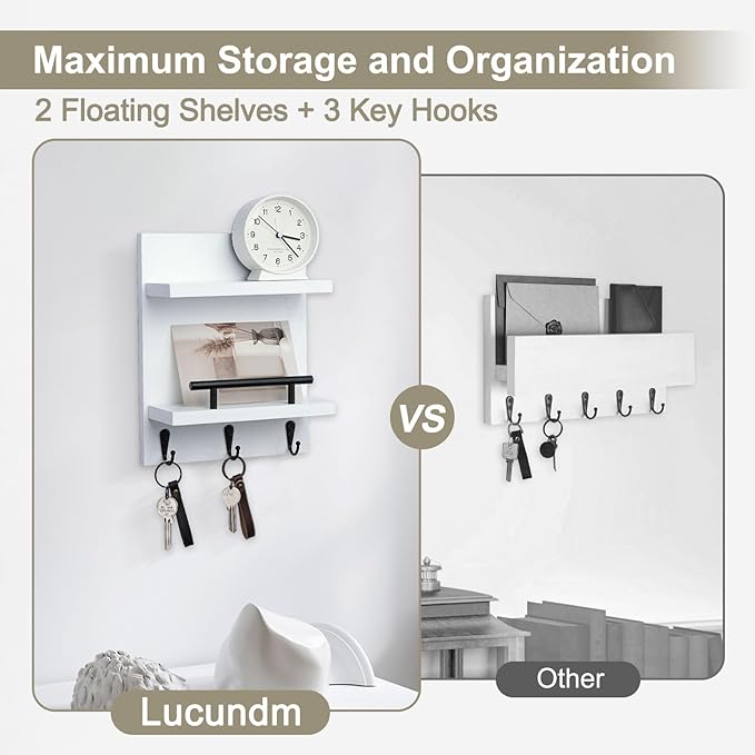 Lucundm Key Holder Wall Mount, Mail Shelf Decor - Image 4