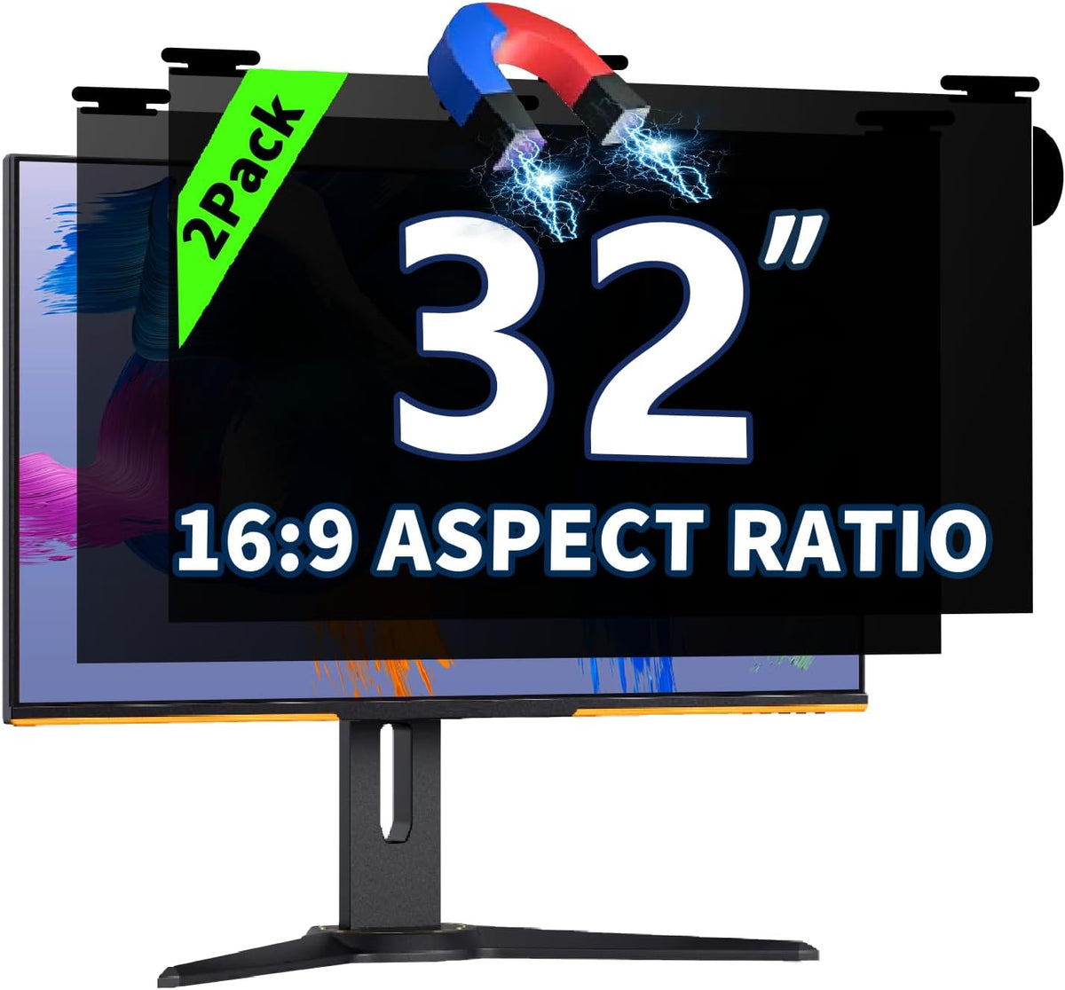 2 Pack Magnetic Hanging Computer Privacy Screen 32 Inch