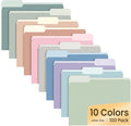 SUNEE File Folders Letter Size 10 Pastel Colors, 100 Pack Manilla Folders 8.5 x by SUNEE