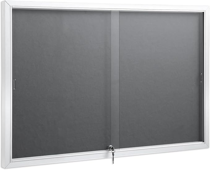 SWANCROWN Glass Enclosed Bulletin Board 48"x32", Locking Message Board by SWANCROWN