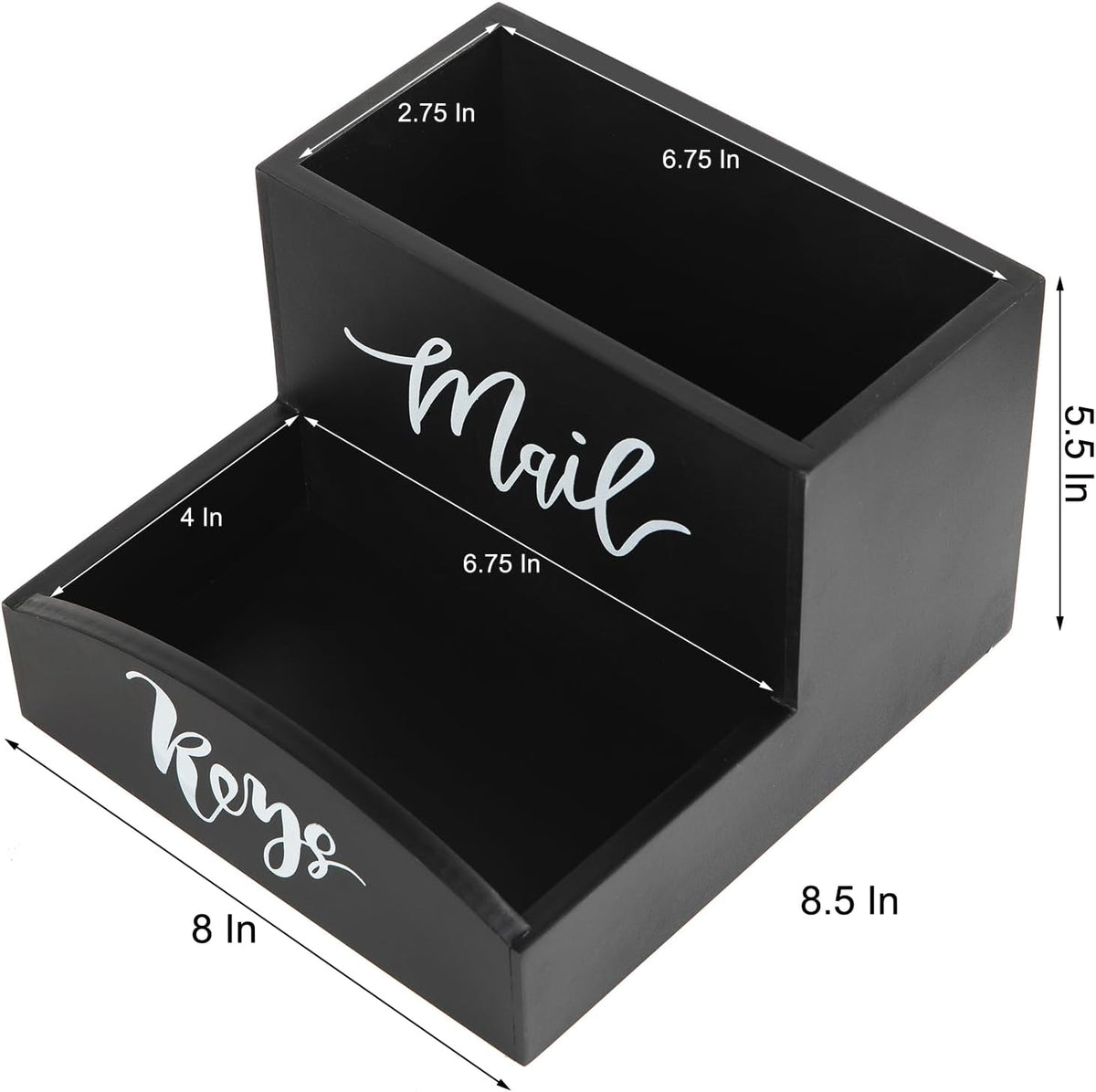 Rustic Black Torched Wooden Key Mail Organizer Word Front Label Table Top Org...