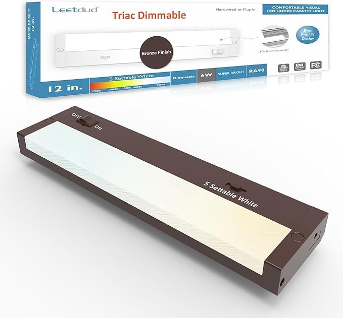 Leetdud LED Under Cabinet Lighting Hardwired or Plug in, 12 Inch 6W, Dimmable 5 by Leetdud