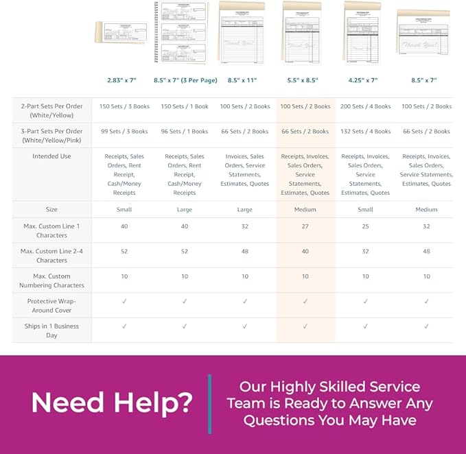 Custom 5.5" x 8.5" Carbonless NCR Books in 2-Part Duplicate Invoices, Work - Image 7