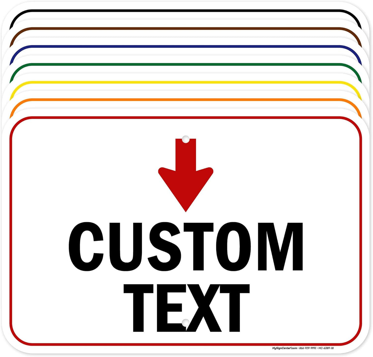 Custom Arrow and Directional Sign, Down Arrow, 12x18 Inches, Rust Free .063