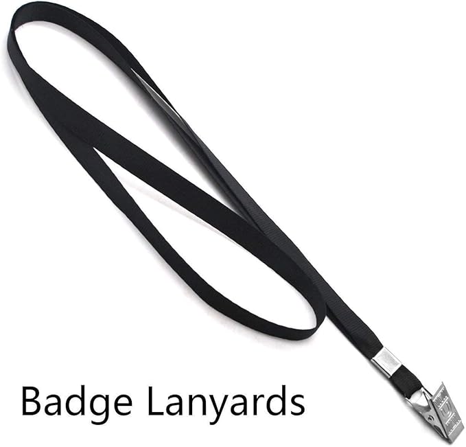 Beebel Black Lanyards 100 Pack Nylon Flat Badge Lanyard Bulldog Clip - Image 4