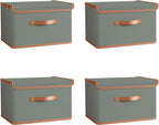 Tuza 4 Pack Storage Bins with Lids, Collapsible Closet Organizer Container