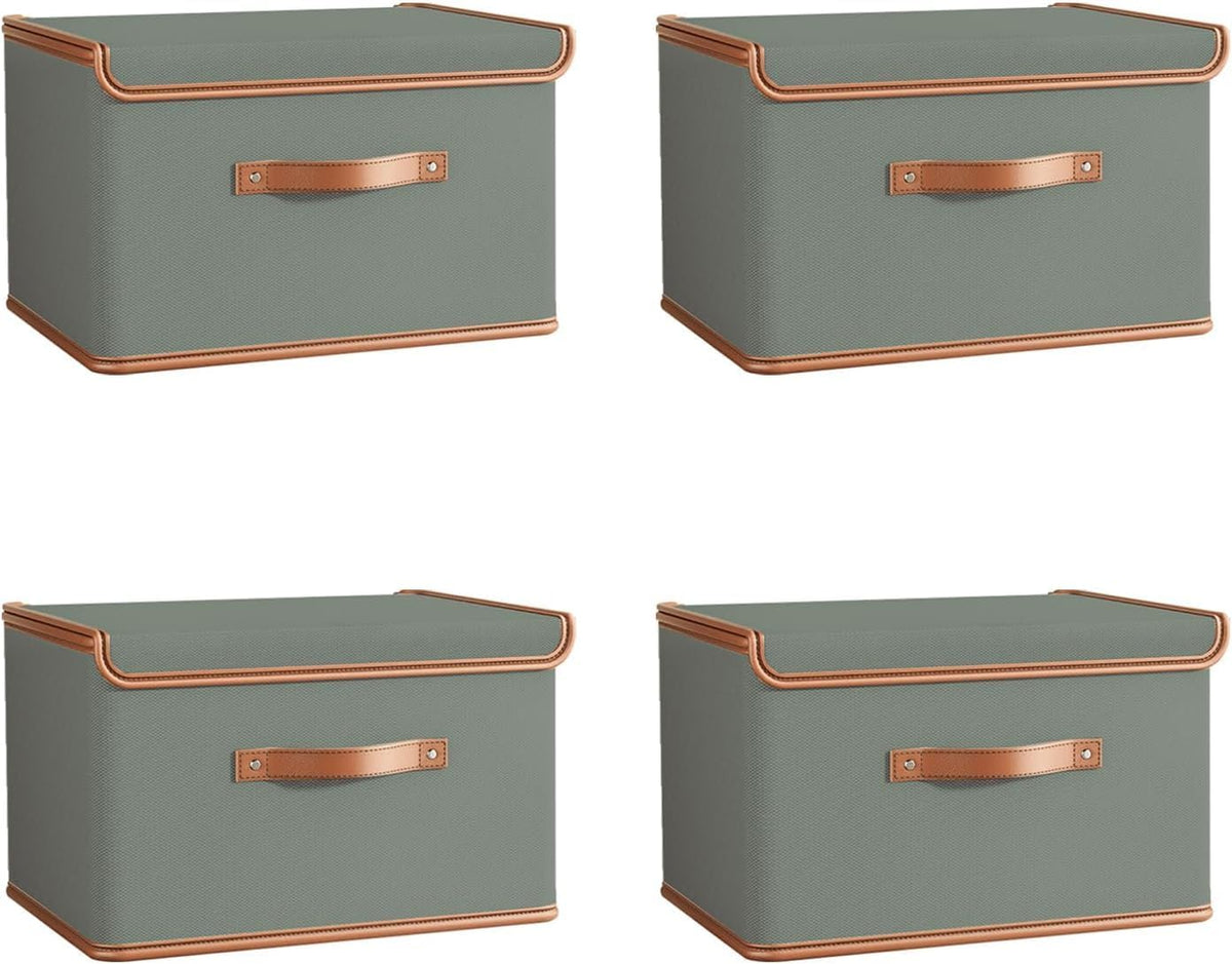Tuza 4 Pack Storage Bins with Lids, Collapsible Closet Organizer Container