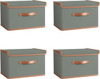 Tuza 4 Pack Storage Bins with Lids, Collapsible Closet Organizer Container by TidySpaceSoftlyStyled
