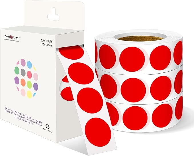 PARLAIM 3/4 Inch Roll Color Coding Labels, 4000 per/4 Rolls Round Adhesive by PARLAIM