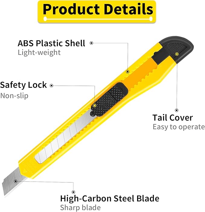 DIYSLEF Knife 16-Pack Box Cutter Retractable, Box Knife Perfect - Image 3