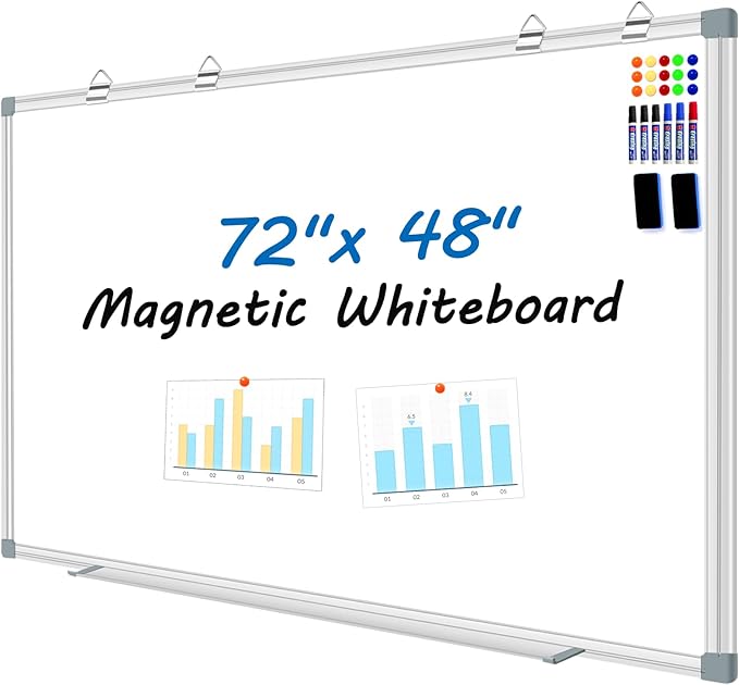 H-Qprobd 6'x4' Large Magnetic White Board Dry Erase Whiteboard by H-Qprobd