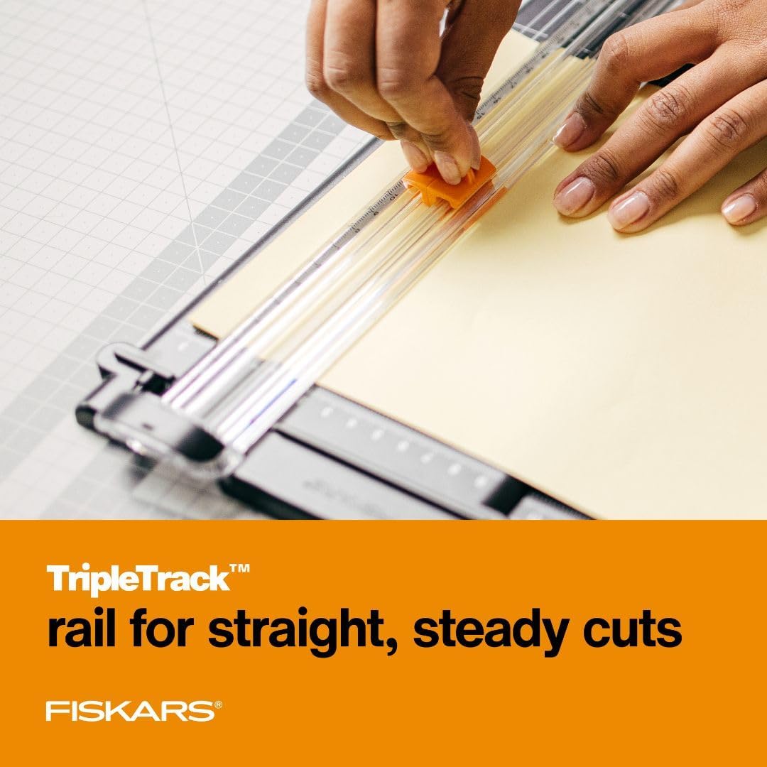 Fiskars Recycled SureCut Portable Paper Cutter, 12" Cut Length
