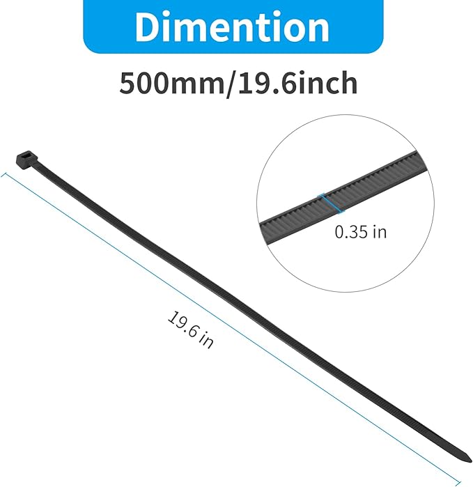 XINGO 20 Inch Black Large Heavy Duty Zip Ties 100 Pack, 200 LBS Ultra Strong - Image 2
