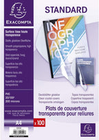 Exacompta - Ref 42542E - PVC Transparent Covers for Presentation Binders - Suitable for Storing A4 Documents, 0.2mm Thick Material - Clear (Pack of 100)