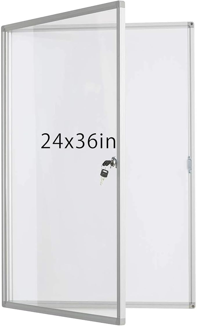 Lockable Dry Erase Board 36x24 Inches Enclosed Bulletin Boards White Board by Boardest