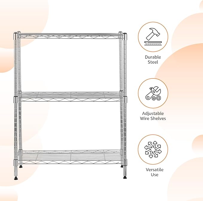 Amazon Basics 3-Shelf Adjustable Heavy Duty Steel Wire Rack Storage Shelving - Image 4