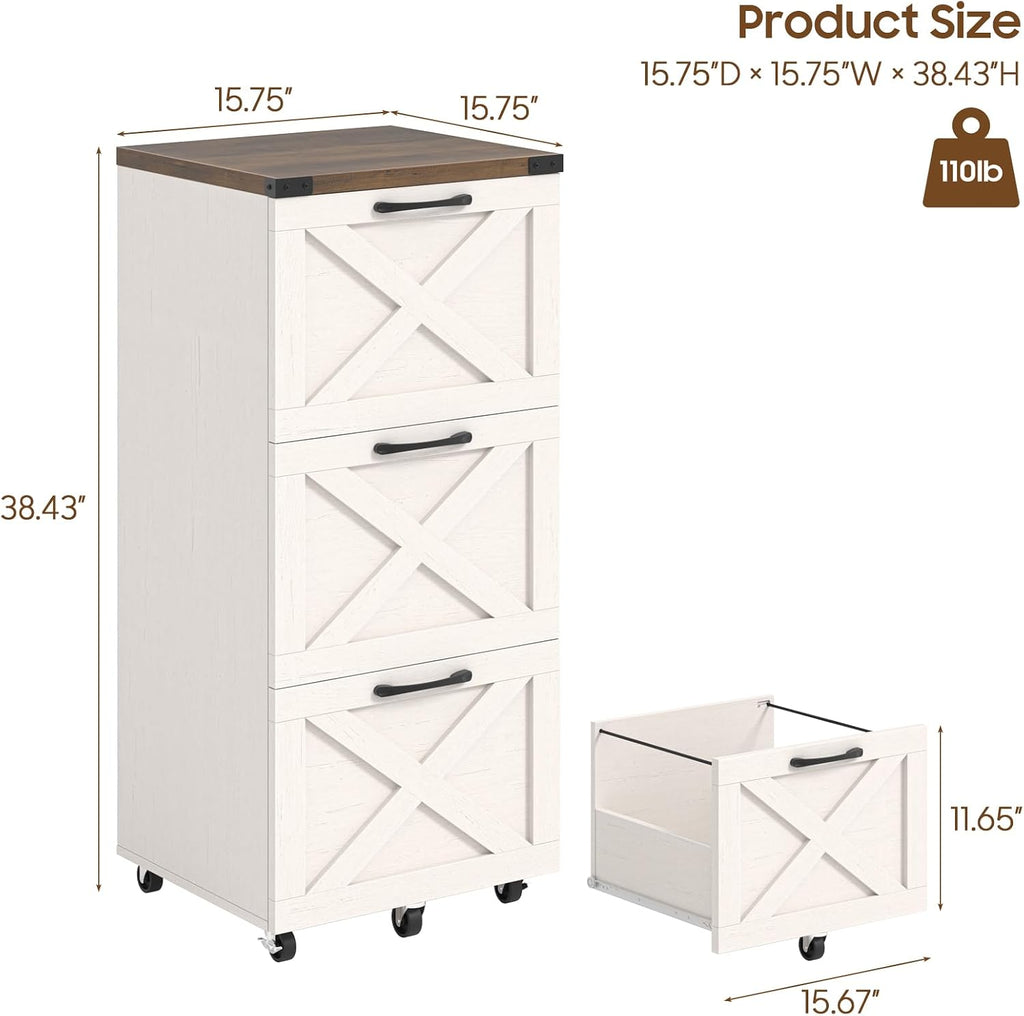 halitaa 3 drawers tall farmhouse file cabinet with, close-up detail