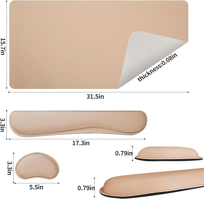 Bloss Leather Desk Pad and Keyboard Wrist Rest, Large Mouse Pad + Keyboard - Image 4
