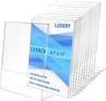 Ludery 8.5x11 Inches Acrylic Sign Slant Back Holder, Plastic Display Stand