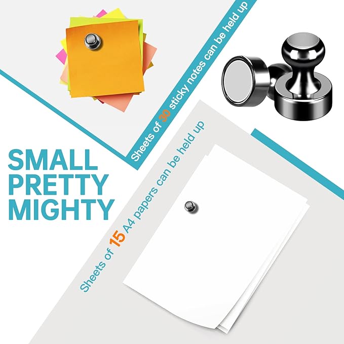 GOOLADA Pack of 56 Black Magnetic Push Pins, Fridge Magnets - Image 3
