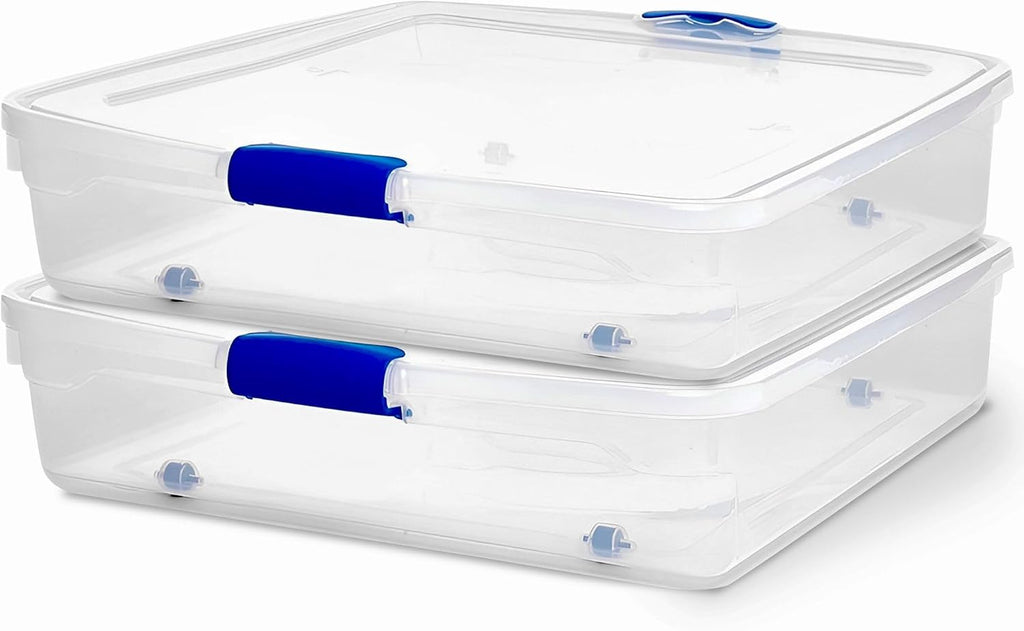 HOMZ 2-Pack Under Bed Storage, 56 Quart, and Towels