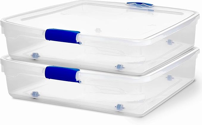 HOMZ 2-Pack Under Bed Storage, 56 Quart, and Towels by Homz