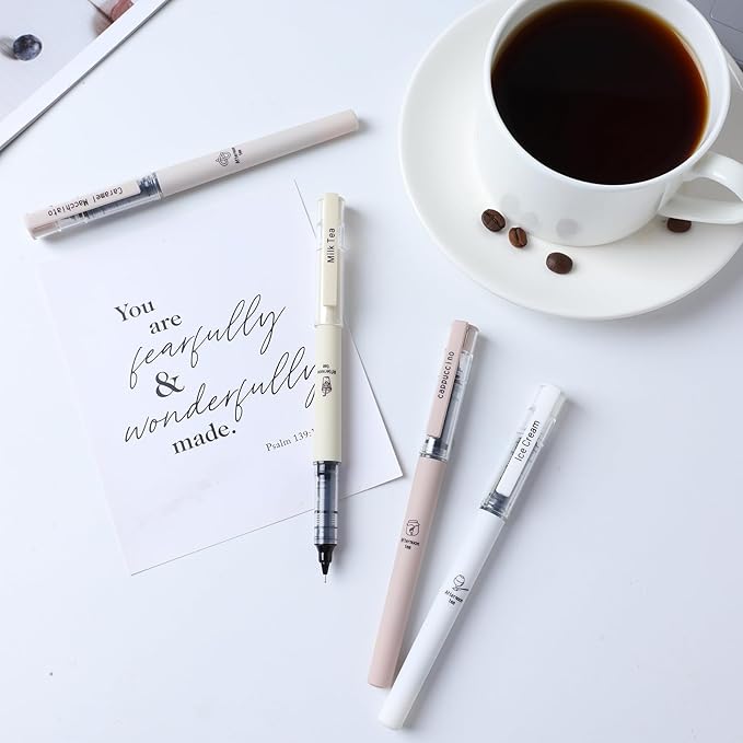 FUNFULL 16pcs Quick Dry Coffee Ink Rollerball Pens, 0.5mm Fine Point Colored - Image 7