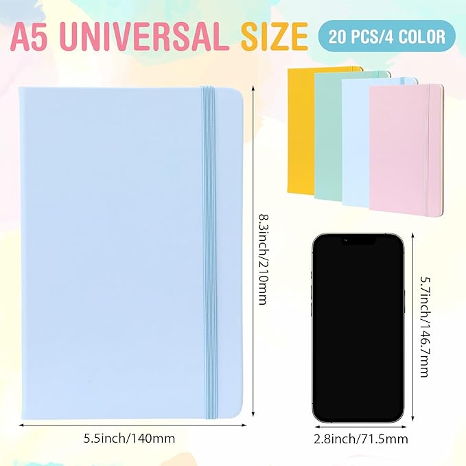 Honoson 20 Pack Lined Journal Notebooks A5 Hardcover Executive Notebook 5.5" x - Image 2