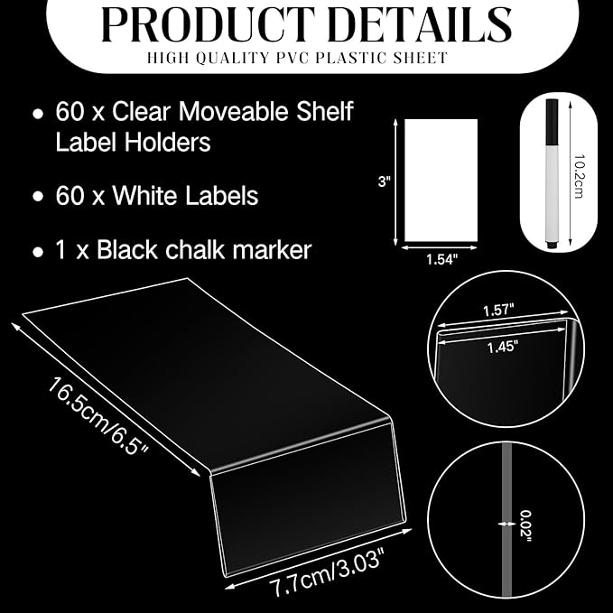 Containlol 60 Sets Moveable Shelf Label Display Holders - Image 2